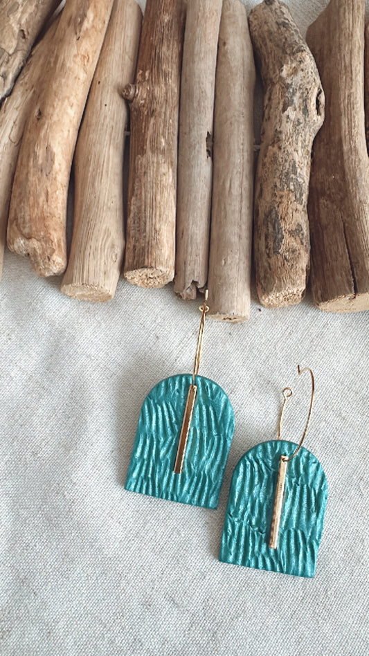The Marine Collection - Cabo Arch with Gold Bar - Clay Earrings