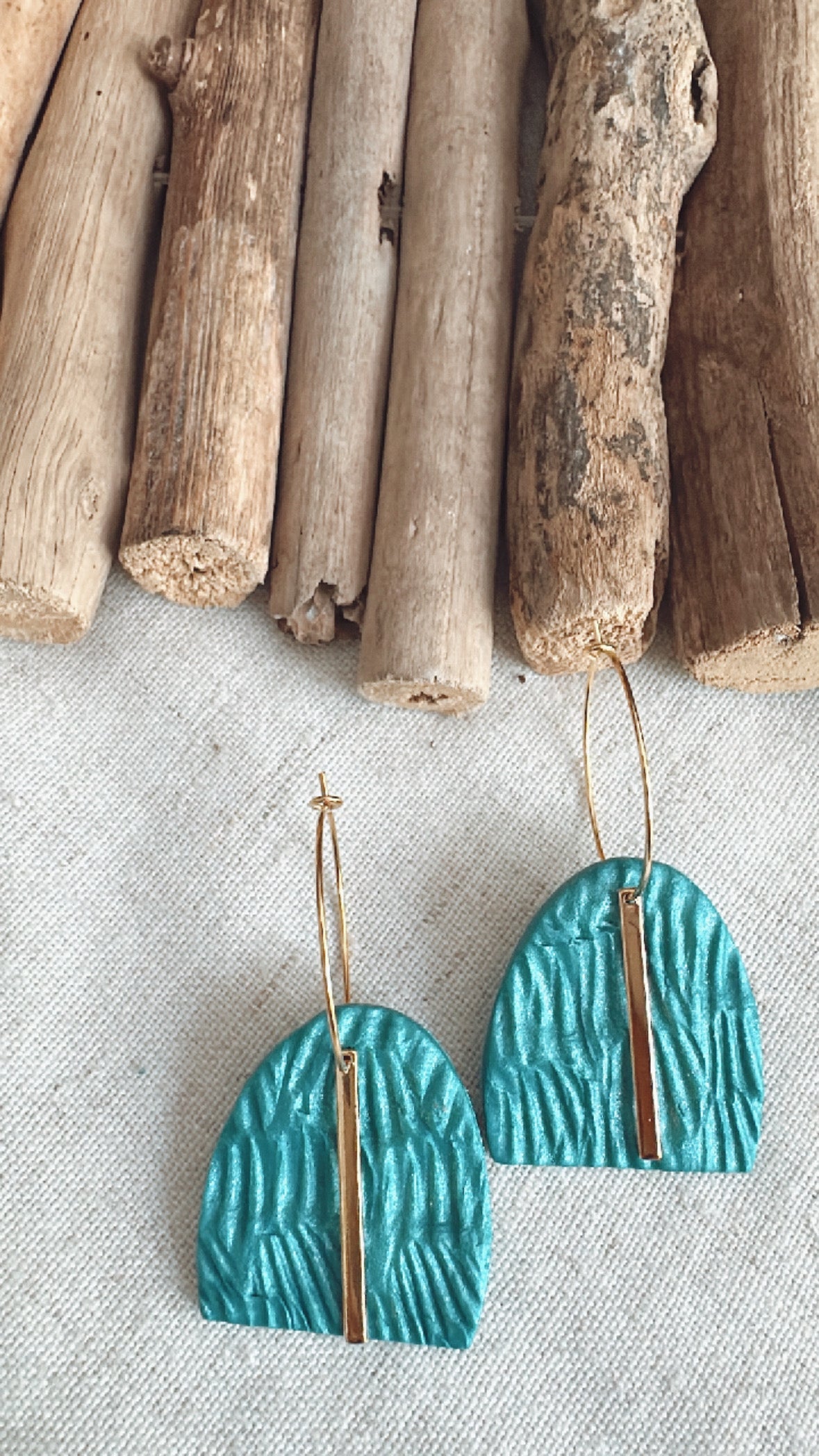 The Marine Collection - Mini Cabo Arch with Gold Bar- Clay Earrings