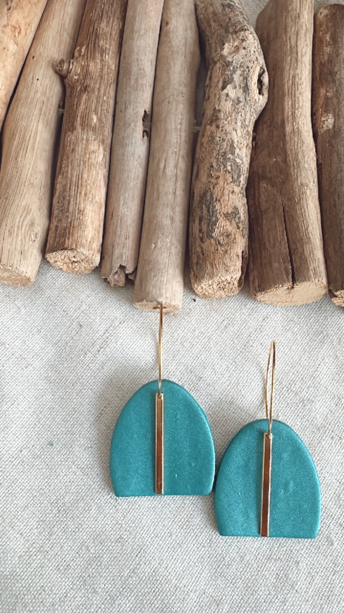 The Marine Collection - Mini Cabo Arch with Gold Bar- Clay Earrings