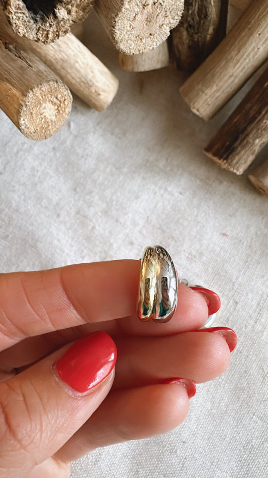 Two Toned Huggies Earrings