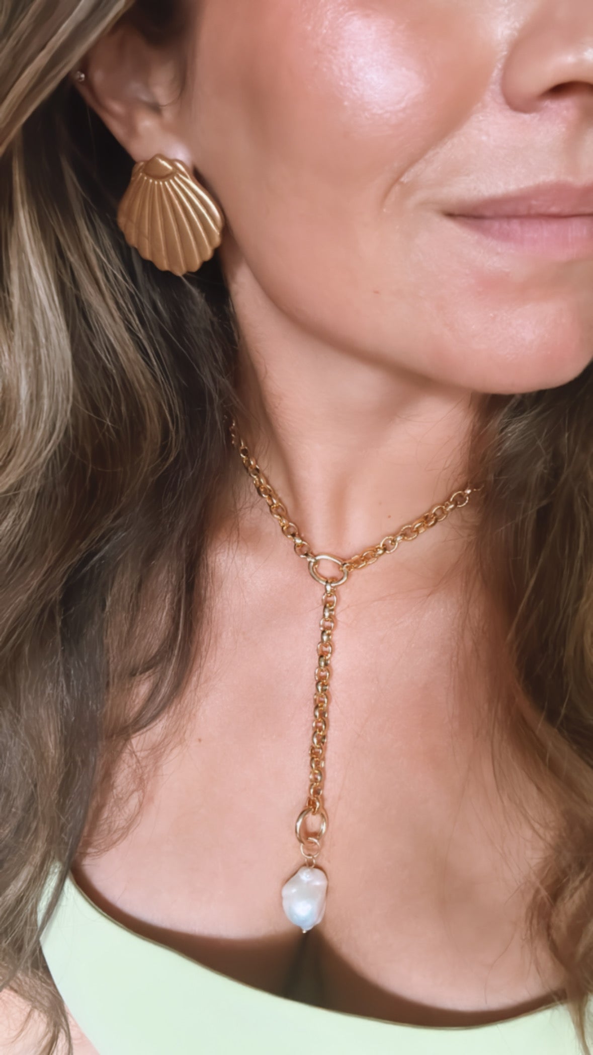 Barque Pearl Lariat Necklace