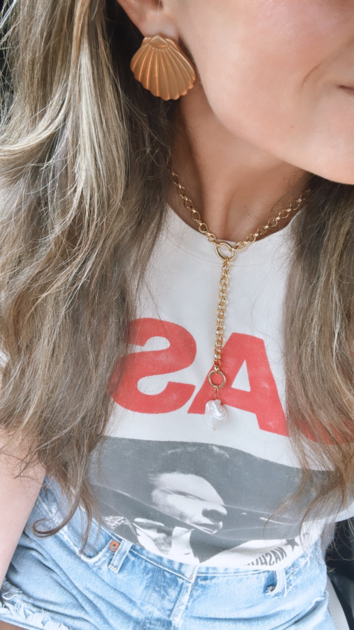 Barque Pearl Lariat Necklace