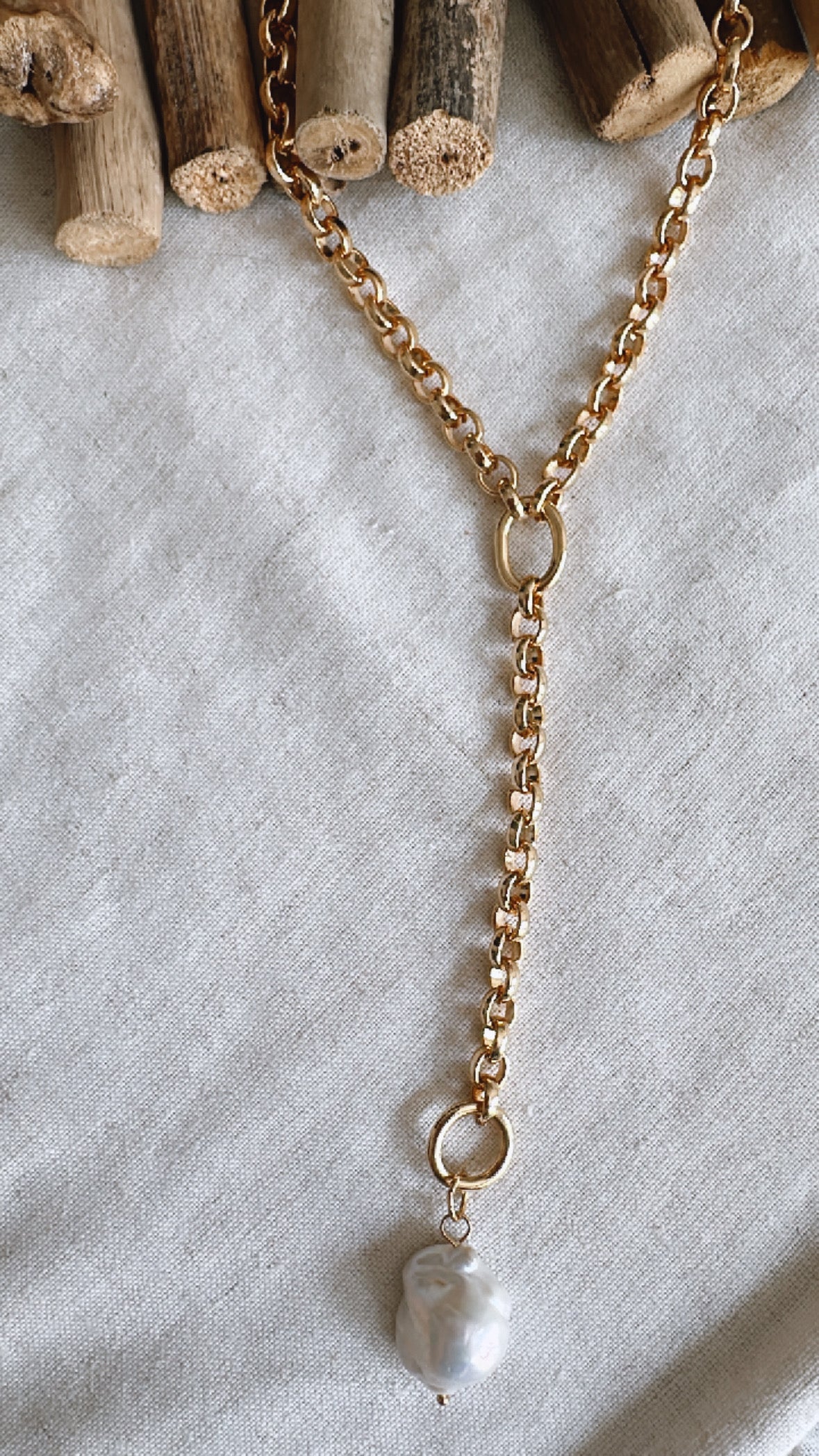 Barque Pearl Lariat Necklace
