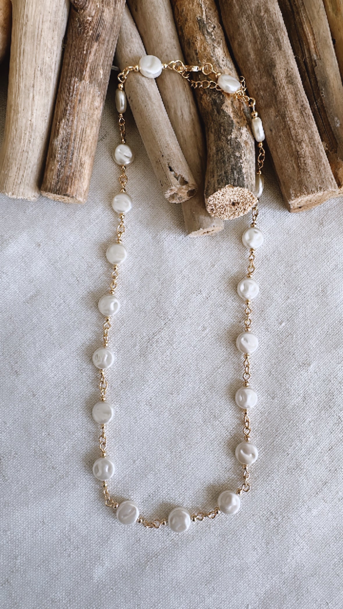 The Golden Hour Collection - Flat Pearl Beaded - Necklace
