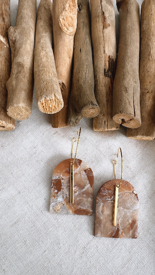 The Teddy Bear Collection - Cabo Arch with Gold Bar- Clay Earrings