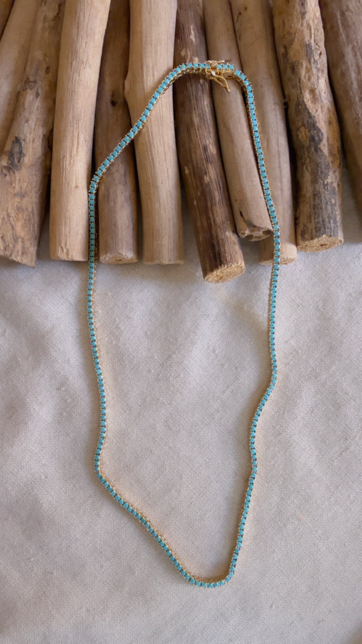 Thin Turquoise Tennis Necklace