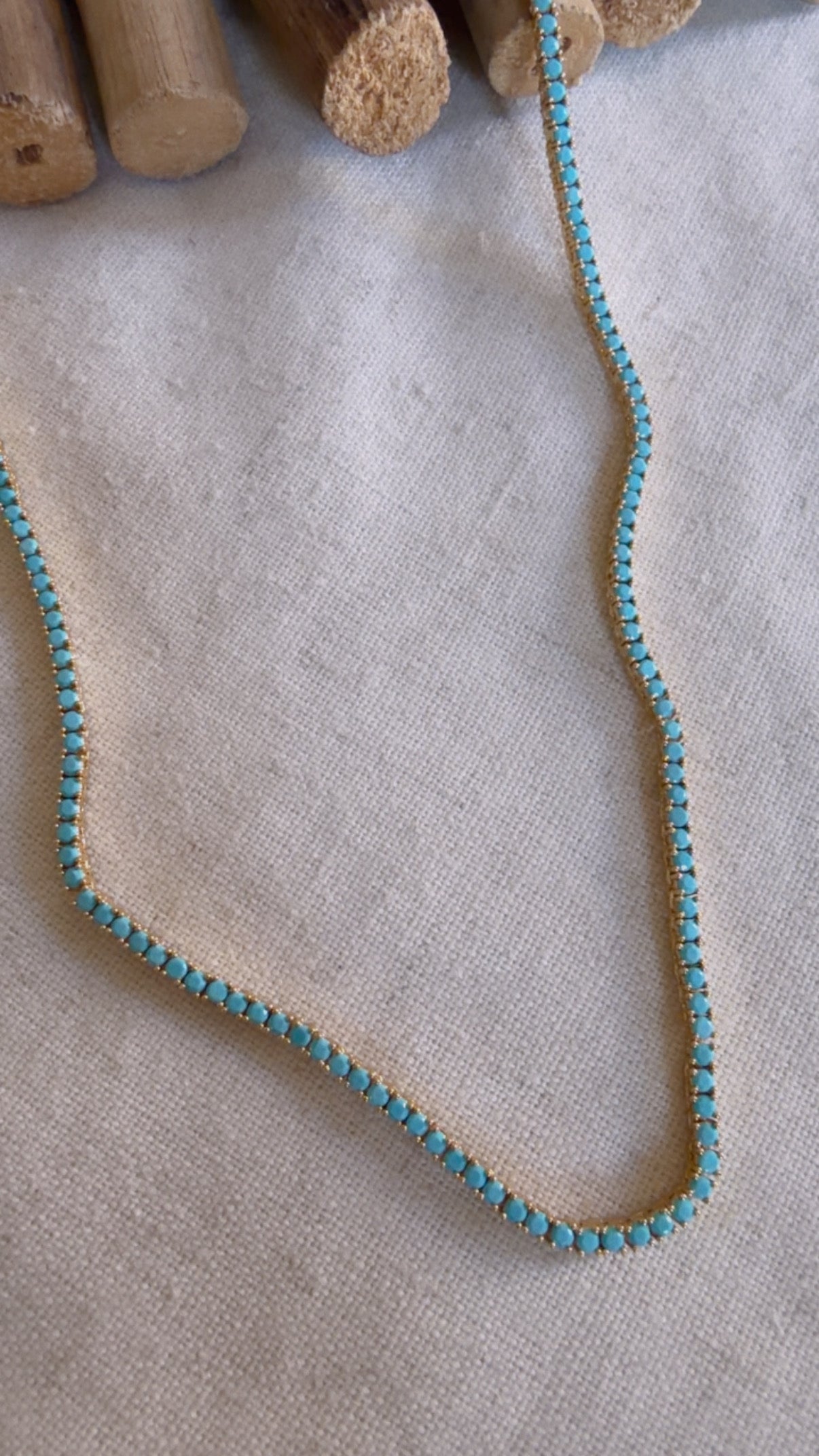Thin Turquoise Tennis Necklace
