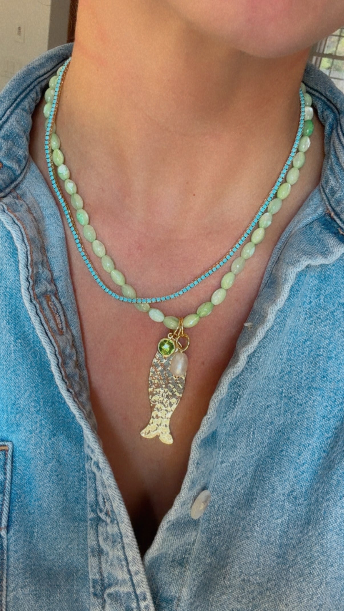 Thin Turquoise Tennis Necklace