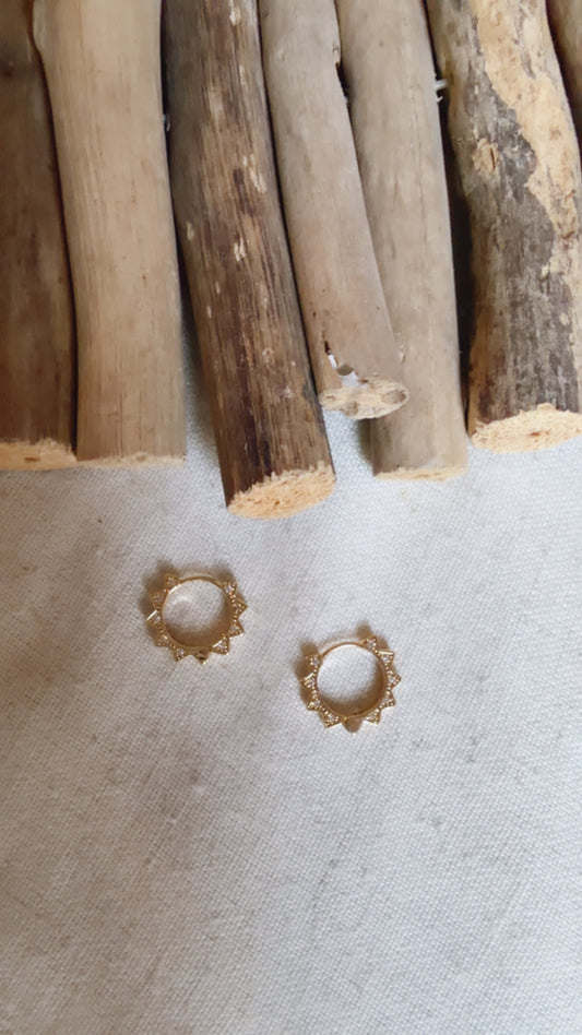 Sunburst Huggie Hoop Earrings