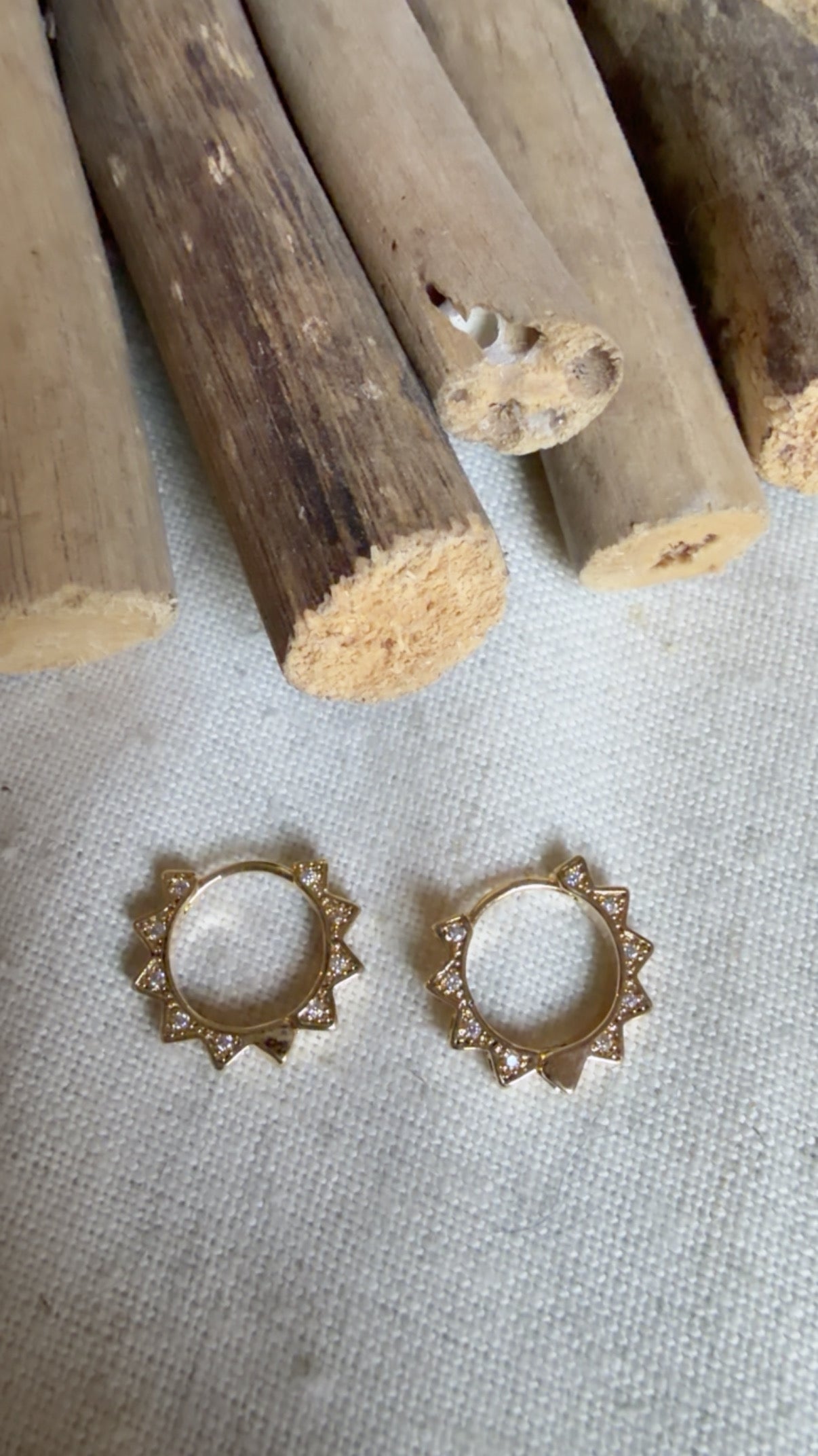 Sunburst Huggie Hoop Earrings