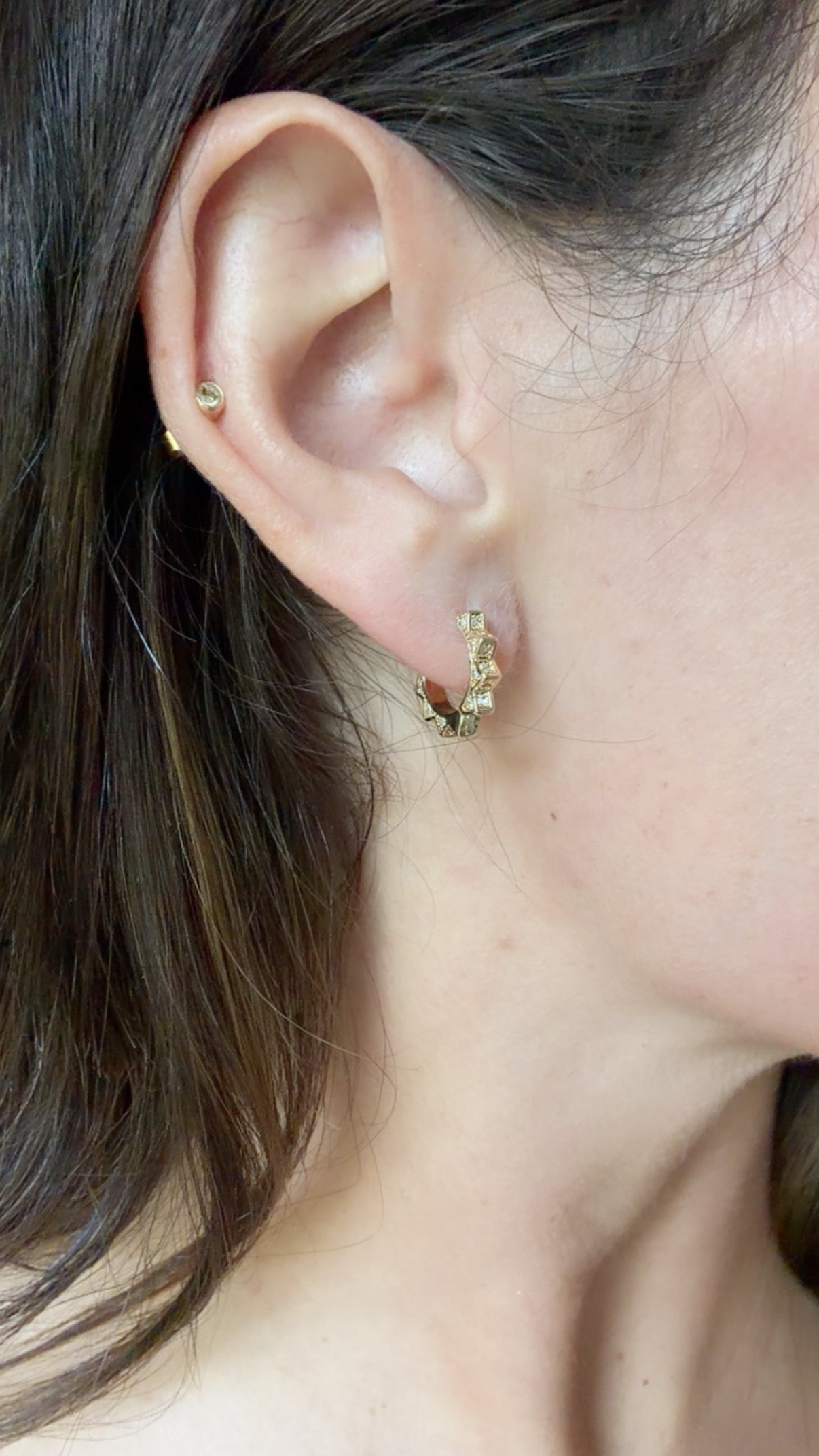 Sunburst Huggie Hoop Earrings