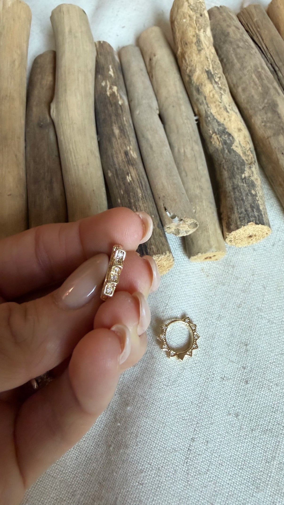 Sunburst Huggie Hoop Earrings