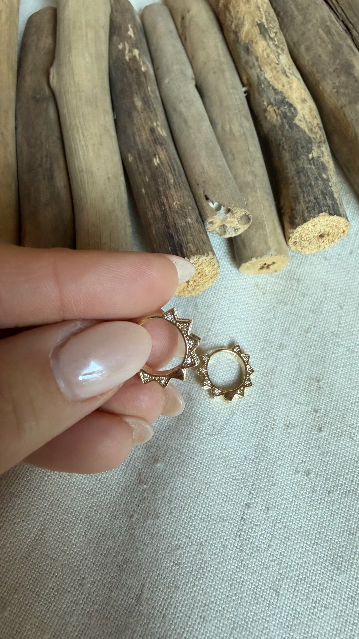 Sunburst Huggie Hoop Earrings