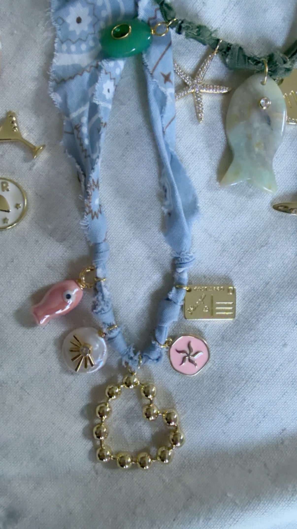 Light Blue Bandana Necklace