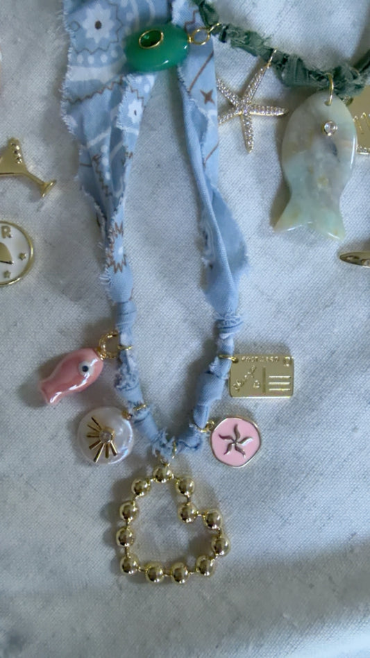 Light Blue Bandana Necklace