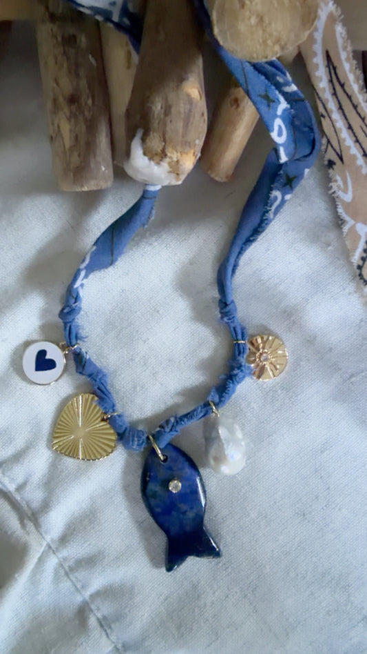 Navy Bandana Necklace