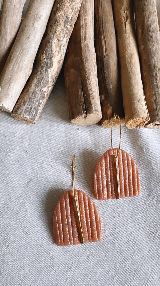 All things Pink Collection - Mini Cabo Arch with Gold Bar- Clay Earrings