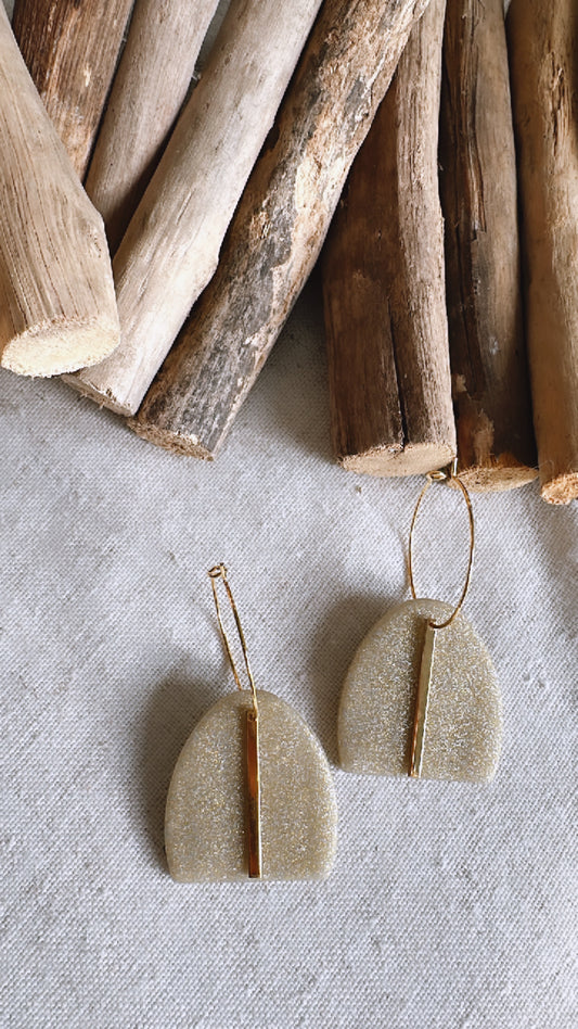 The Metallics Collection - mini Cabo Arch with Gold Bar- Clay Earrings