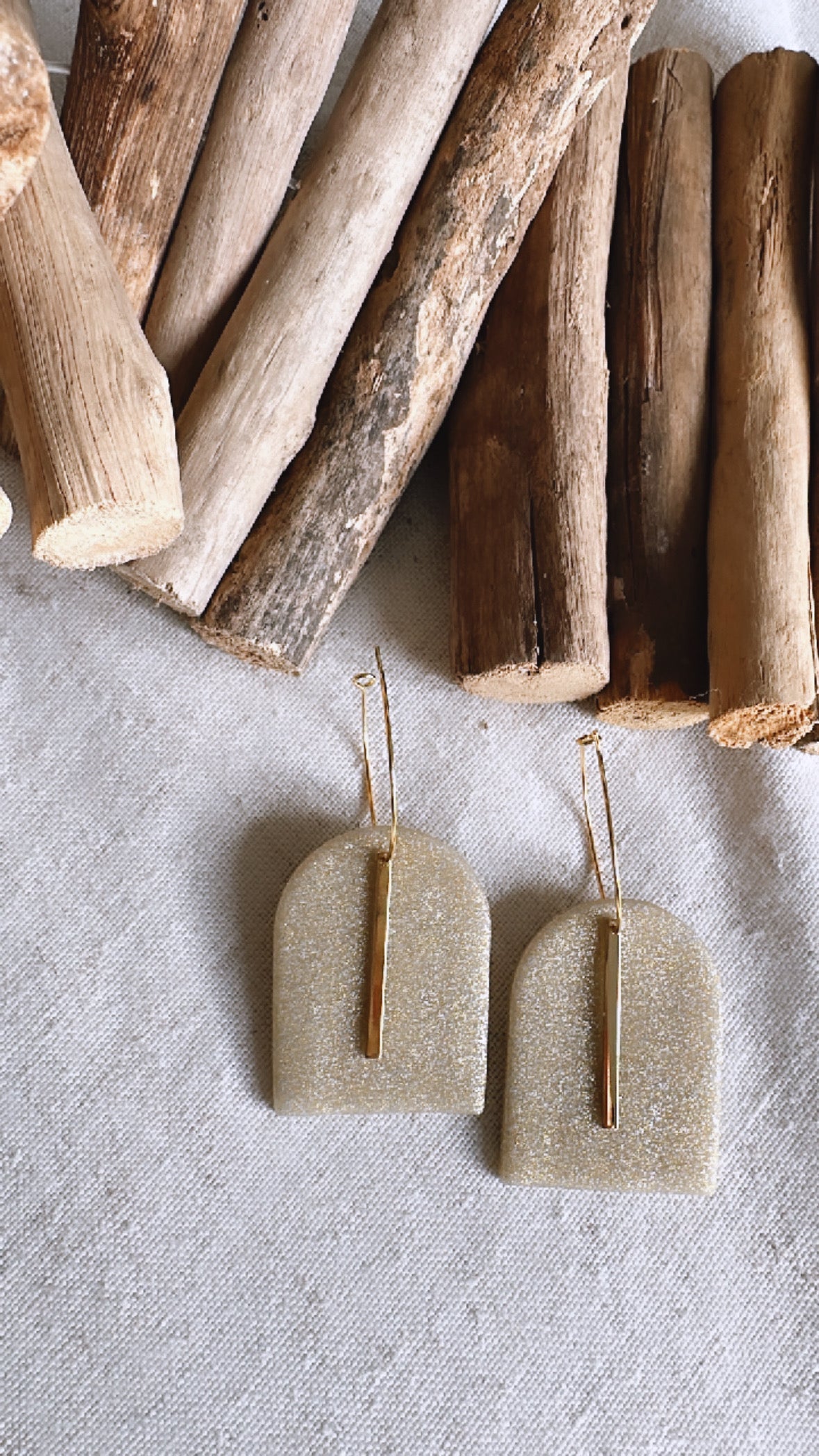 The Metallics Collection - Cabo Arch with Gold Bar- Clay Earrings