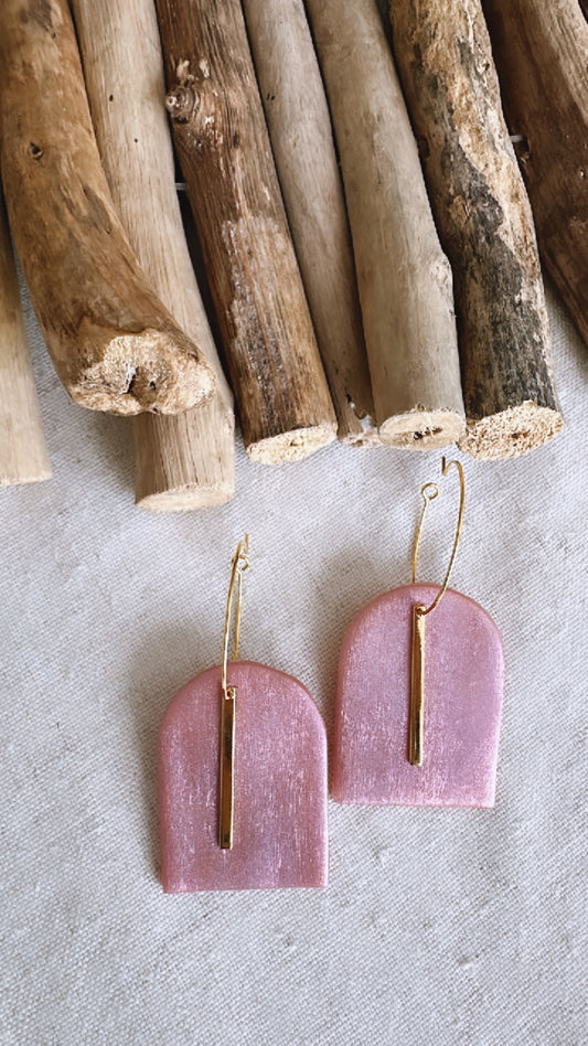 The Reflection Collection - Cabo Arch with Gold Bar- Clay Earrings