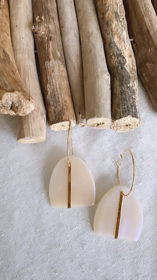 The Reflection Collection - Mini Cabo Arch with Gold Bar- Clay Earrings
