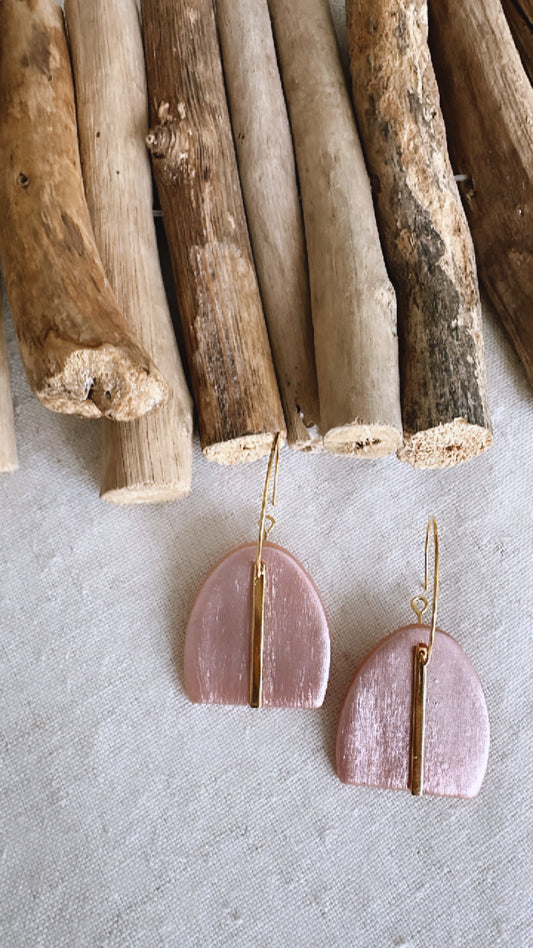 The Reflection Collection - Mini Cabo Arch with Gold Bar- Clay Earrings