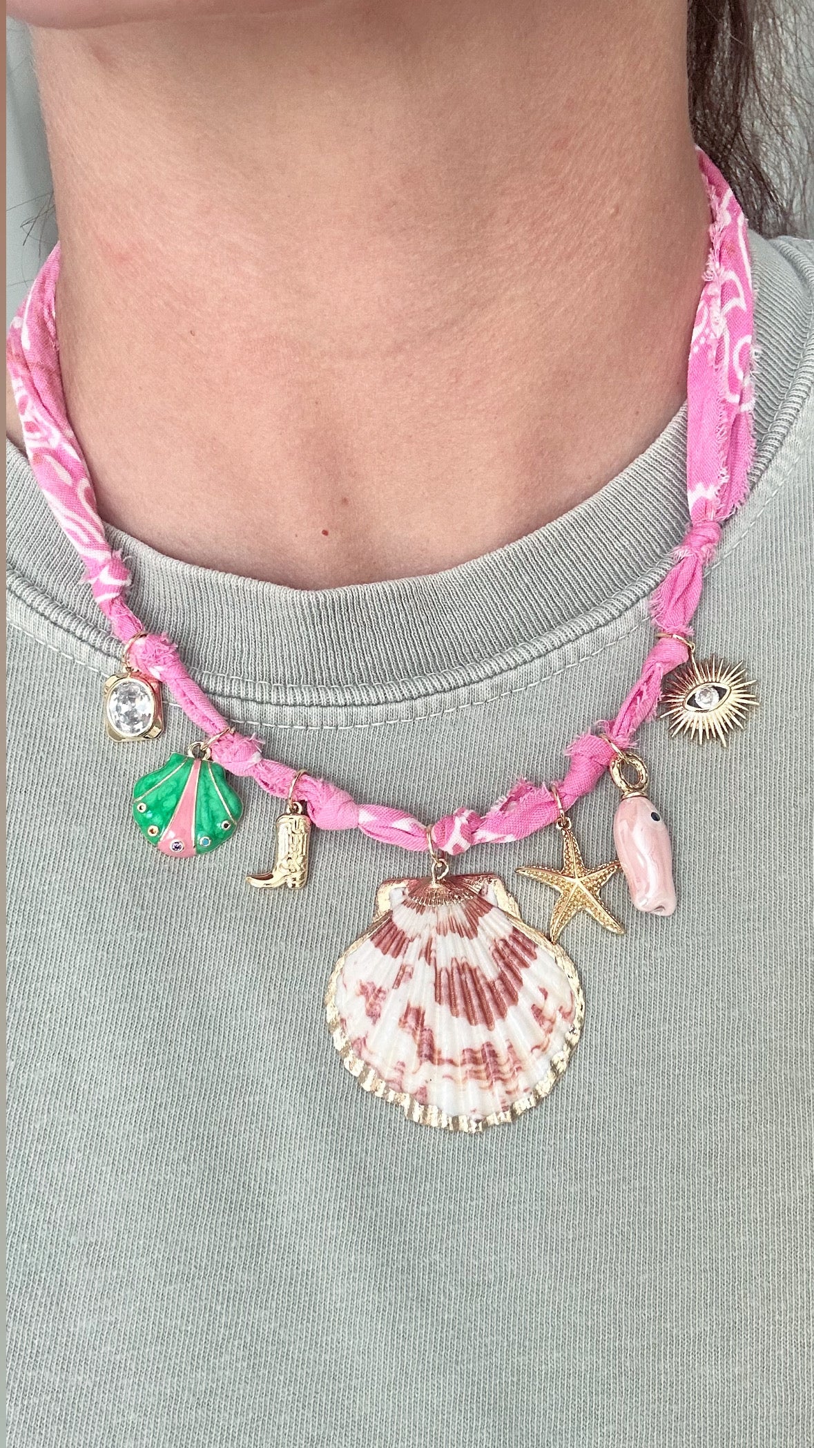 Coastal Cowgirl Bandana Charm Necklace