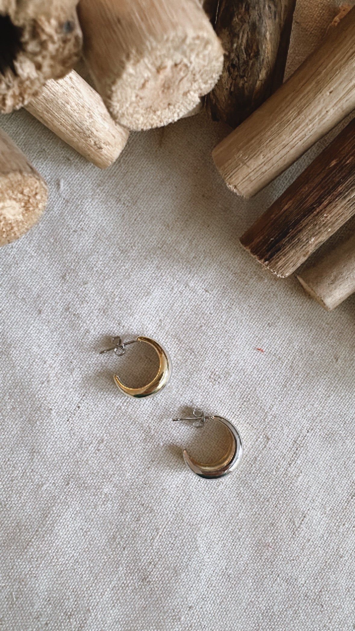 Two Toned Huggies Earrings