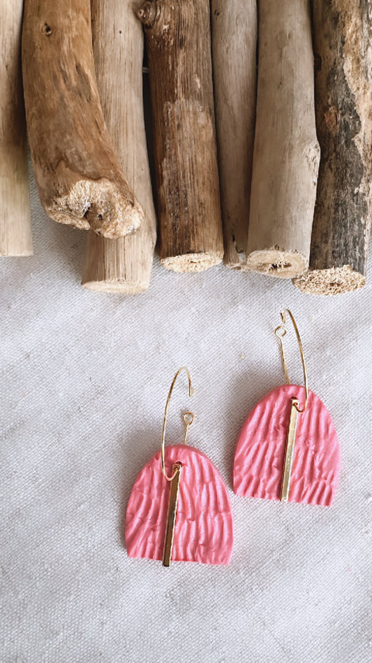 The Rio de Janeiro Collection - Mini Cabo Arch with Gold Bar - Clay Earrings