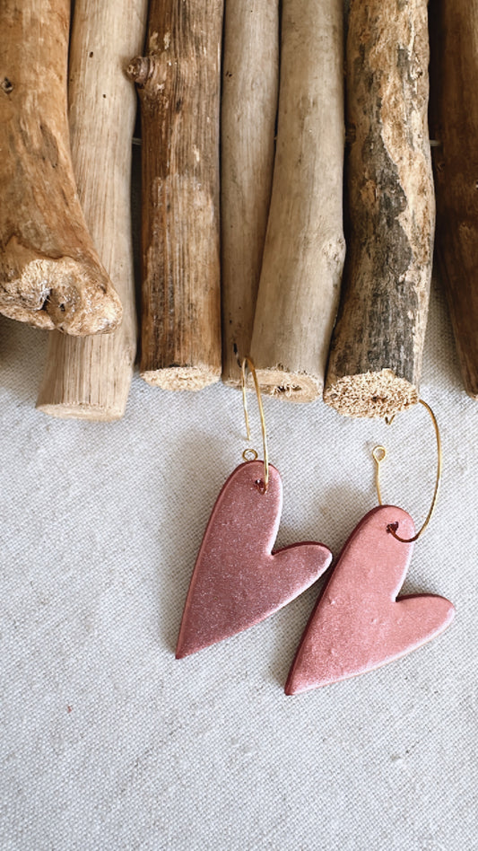 The Rose Collection - Heart - Clay Earrings