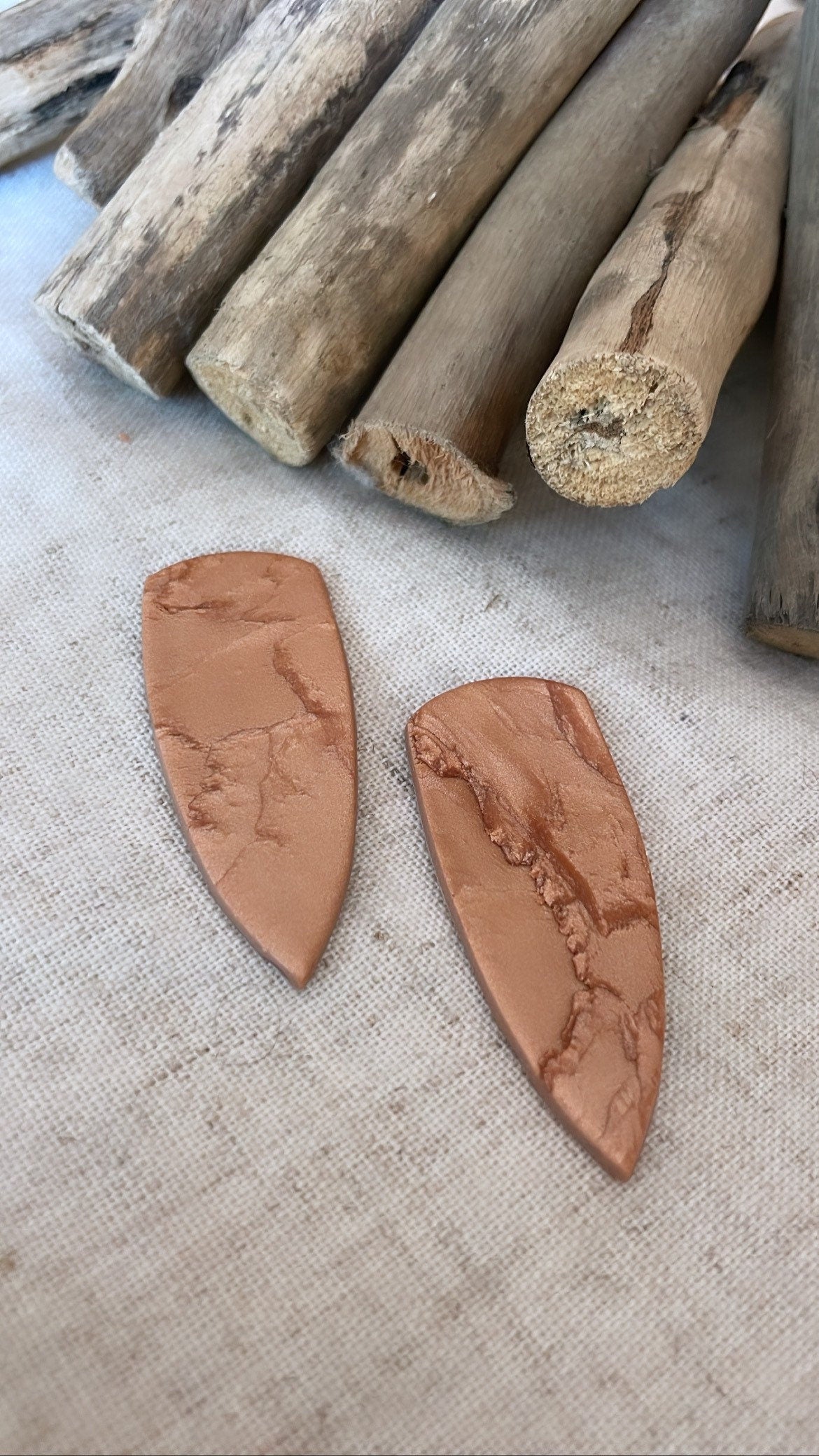 The Rose Gold Hour Collection - Dagger - Clay Stud Earrings