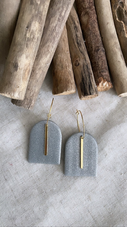 The Metallics Collection - Cabo Arch with Gold Bar- Clay Earrings