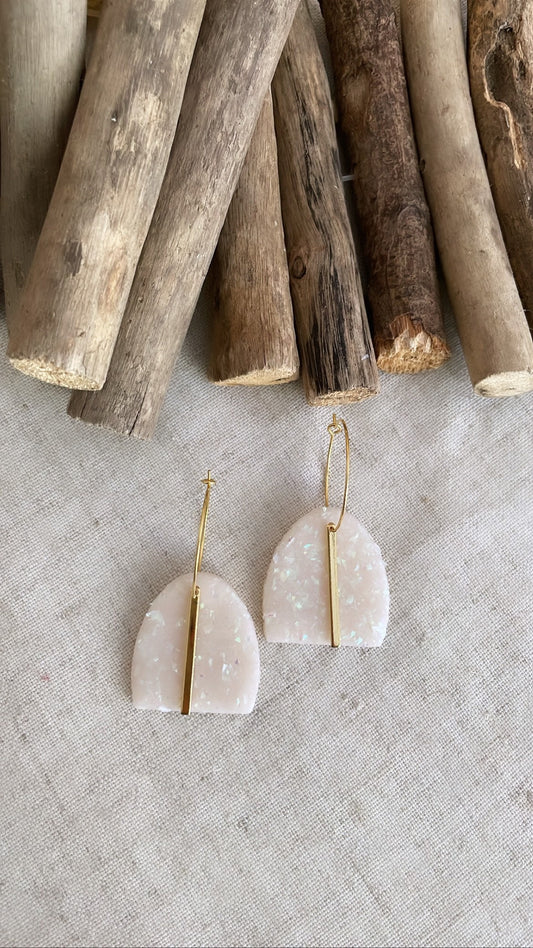 The Opal Collection - Mini Cabo Arch Gold Bar - Clay Earrings