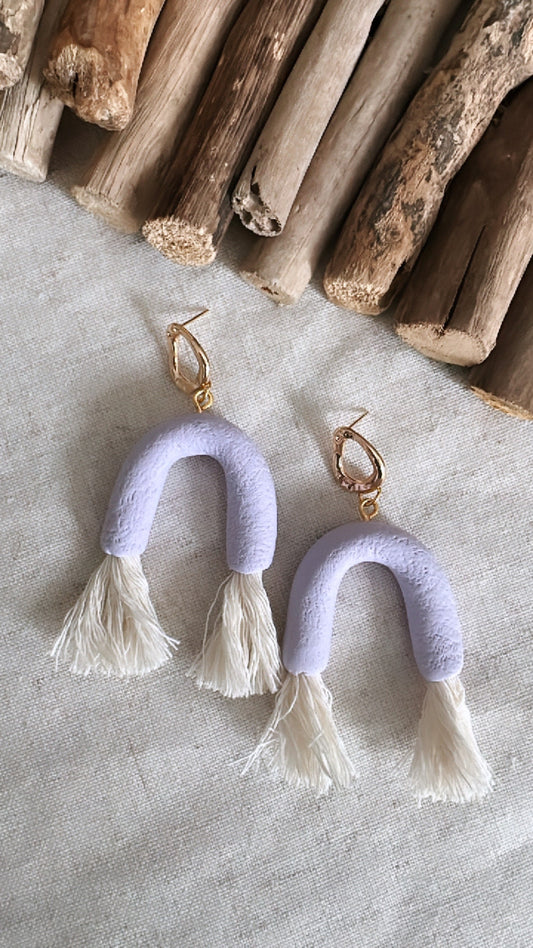 The Lavender Collection - Arch with Fringe - Clay Earrings