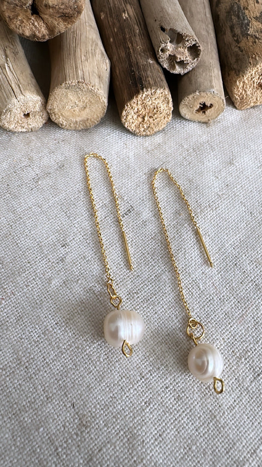 The Golden Hour Collection - Threaded Pearl Drop - Earrings