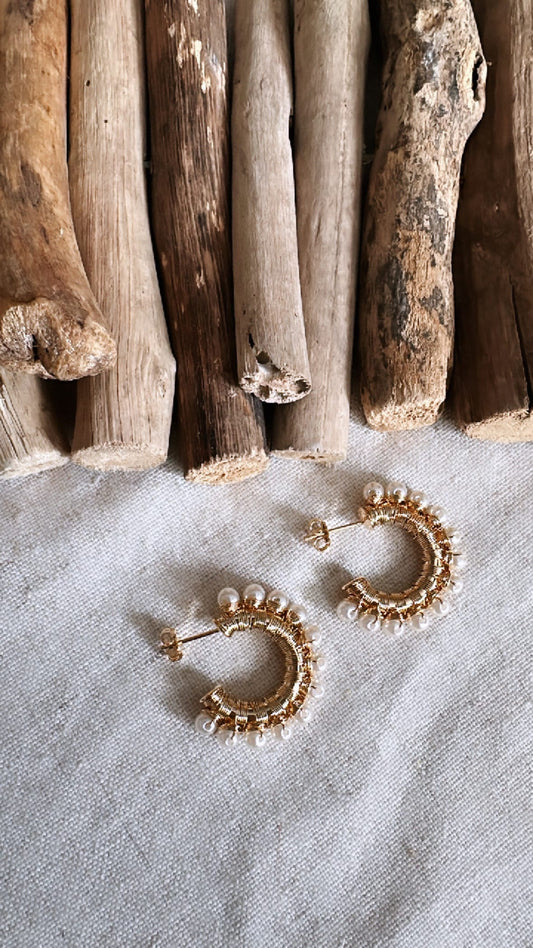 The Golden Hour Collection - Pearl Hoops - Earrings